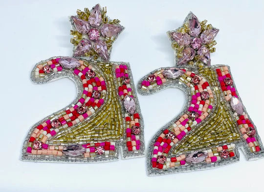 Birthday Number Beaded Earrings