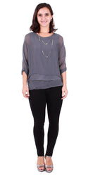 Gigi Moda Silk Raw Edge Kaftan Short Sleeve