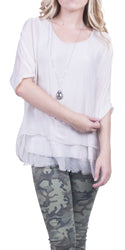Gigi Moda Silk Raw Edge Kaftan Short Sleeve