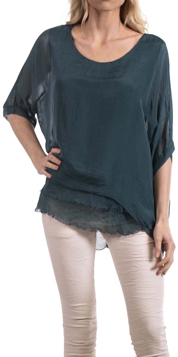 Gigi Moda Silk Raw Edge Kaftan Short Sleeve
