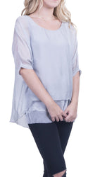 Gigi Moda Silk Raw Edge Kaftan Short Sleeve