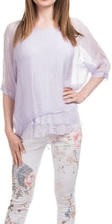 Gigi Moda Silk Raw Edge Kaftan Short Sleeve