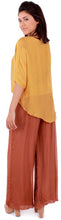 Buy mustard Gigi Moda Silk Raw Edge Kaftan Short Sleeve