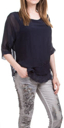Gigi Moda Silk Raw Edge Kaftan Short Sleeve