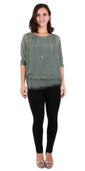 Gigi Moda Silk Raw Edge Kaftan Short Sleeve
