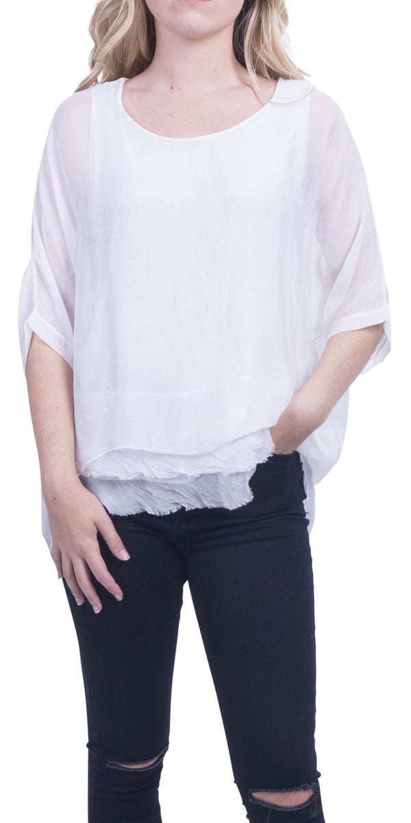 Gigi Moda Silk Raw Edge Kaftan Short Sleeve